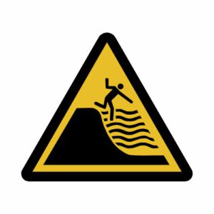 Warnung vor steil abfallendem Strand