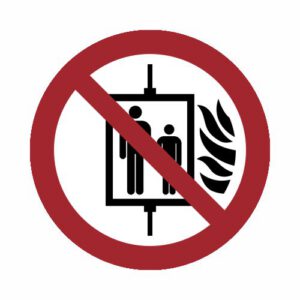 Verbotszeichen - Aufzug im Brandfall nicht benutzen