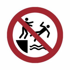 Verbotszeichen - In das Wasser schubsen verboten
